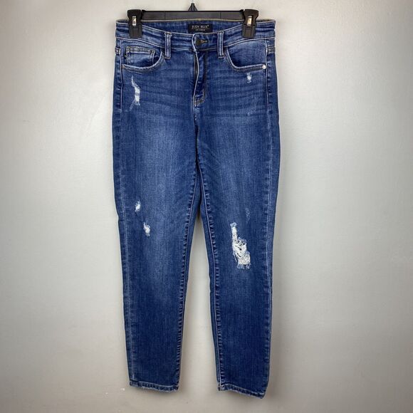 Judy Blue Jeans Womens 3/26 Slim Fit‎ Distressed Stretch Denim Mid Rise Pants - Picture 1 of 14